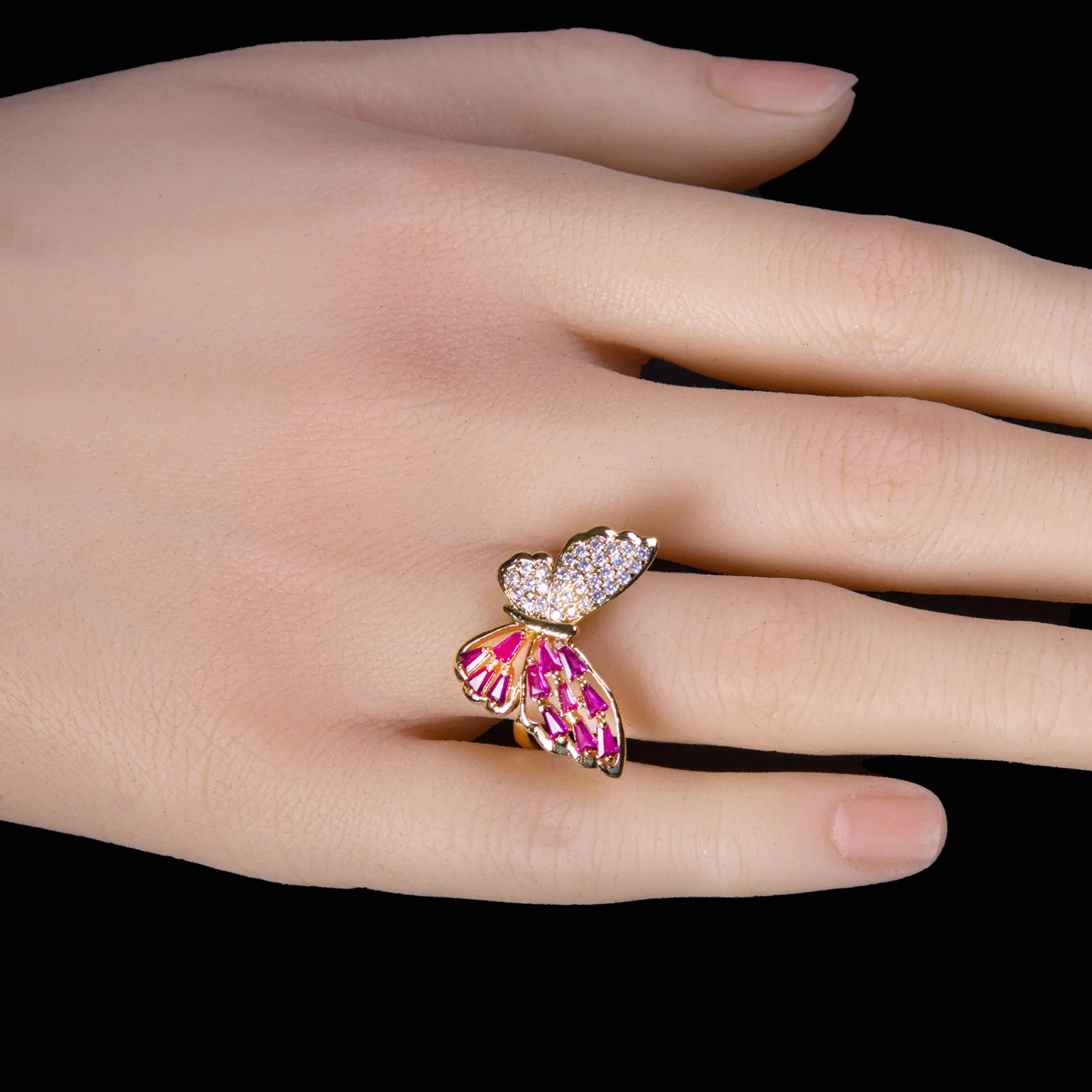 Small Crystal Butterfly Ring
