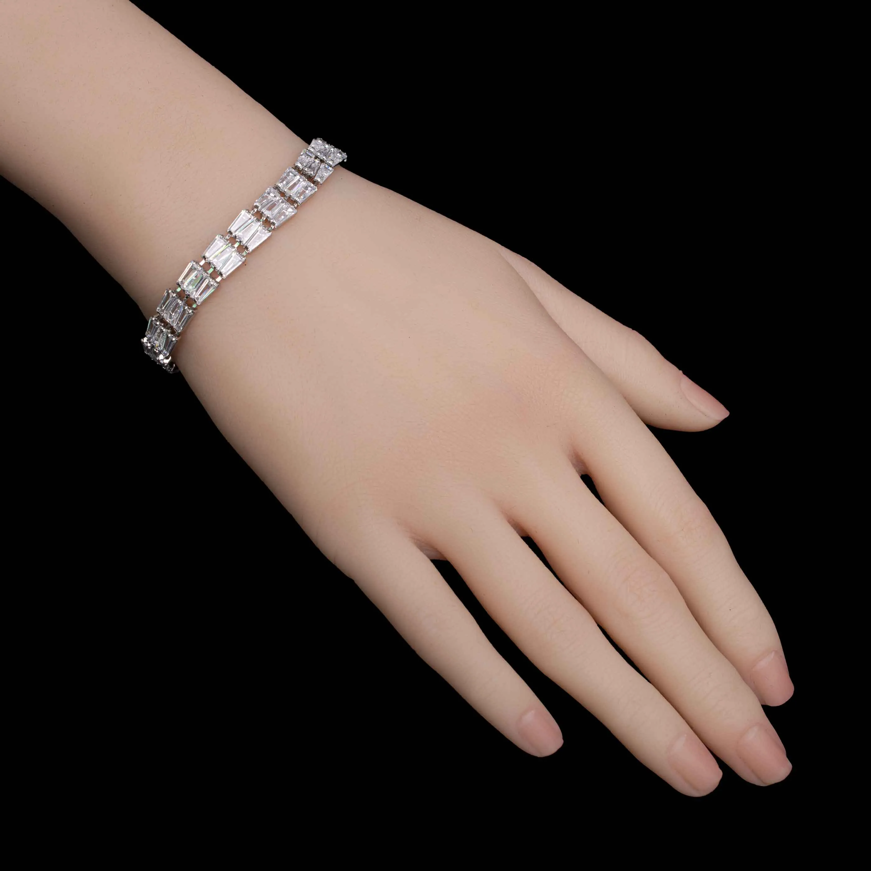 Sterling Silver Emerald Cut Gemstone Bracelets