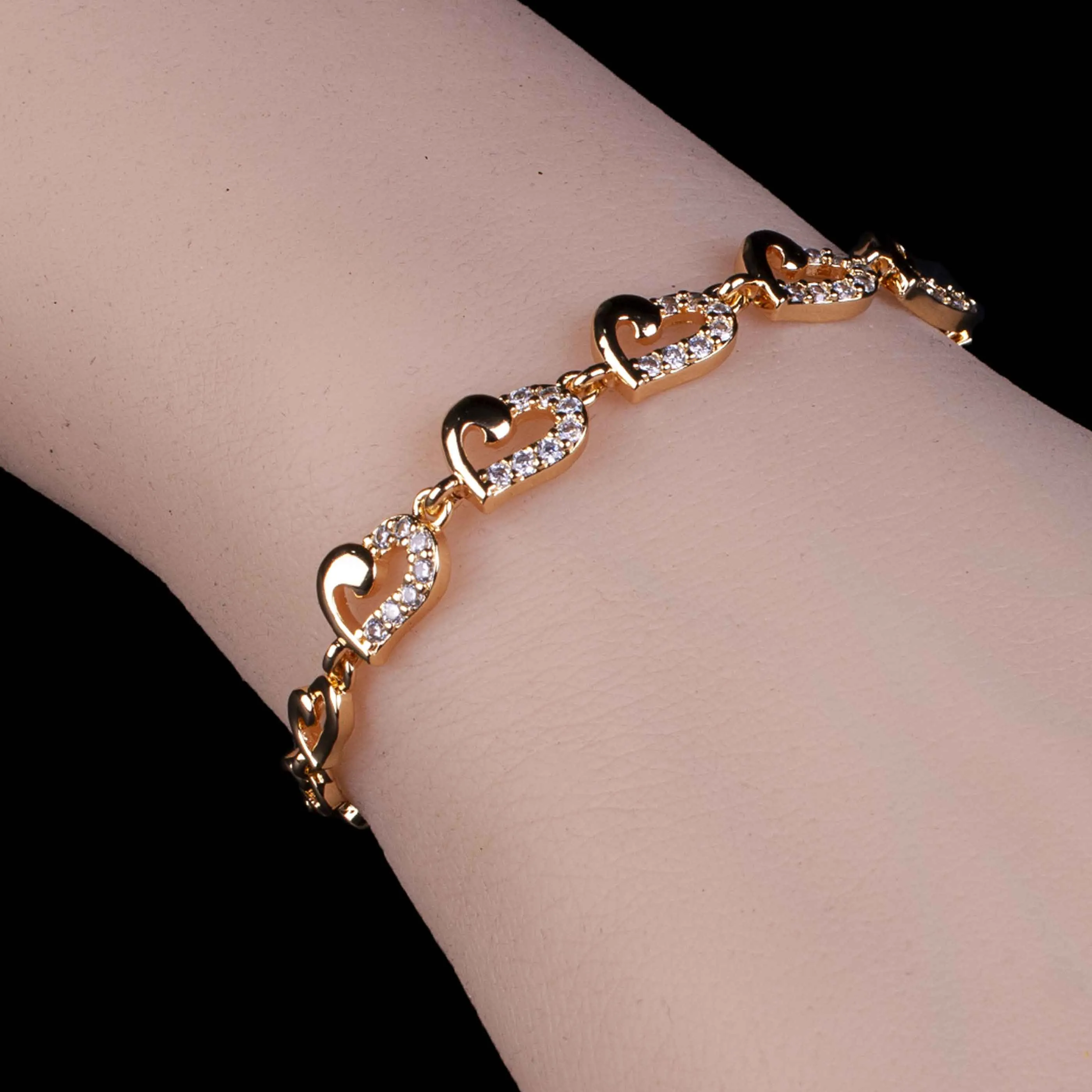 Gold Plated Hearts Bracelet