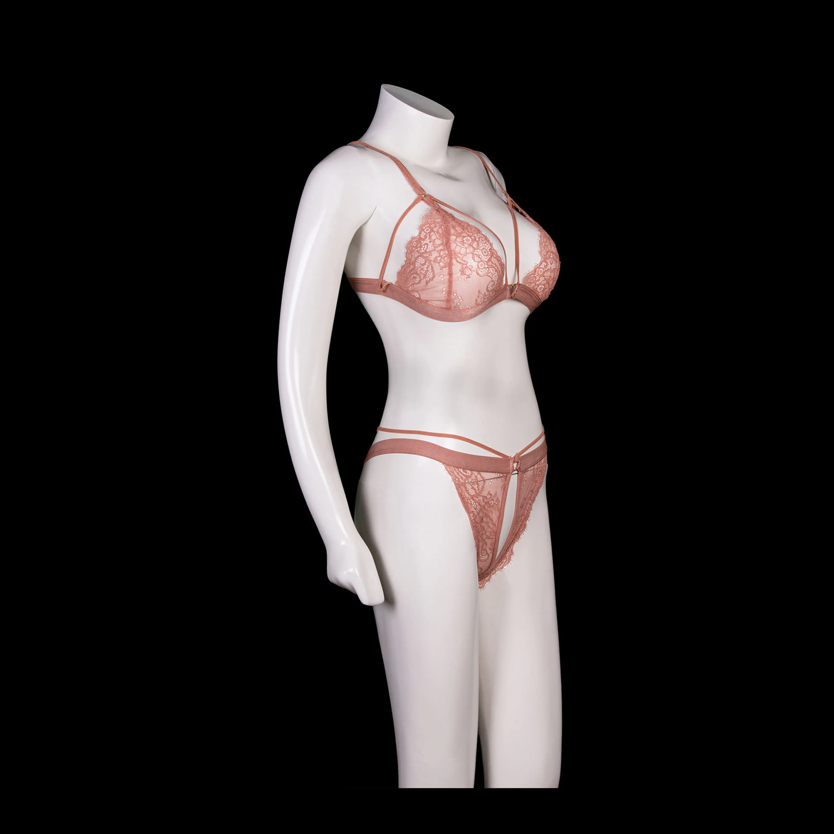 Strappy Lace Cut-Out Lingerie Set