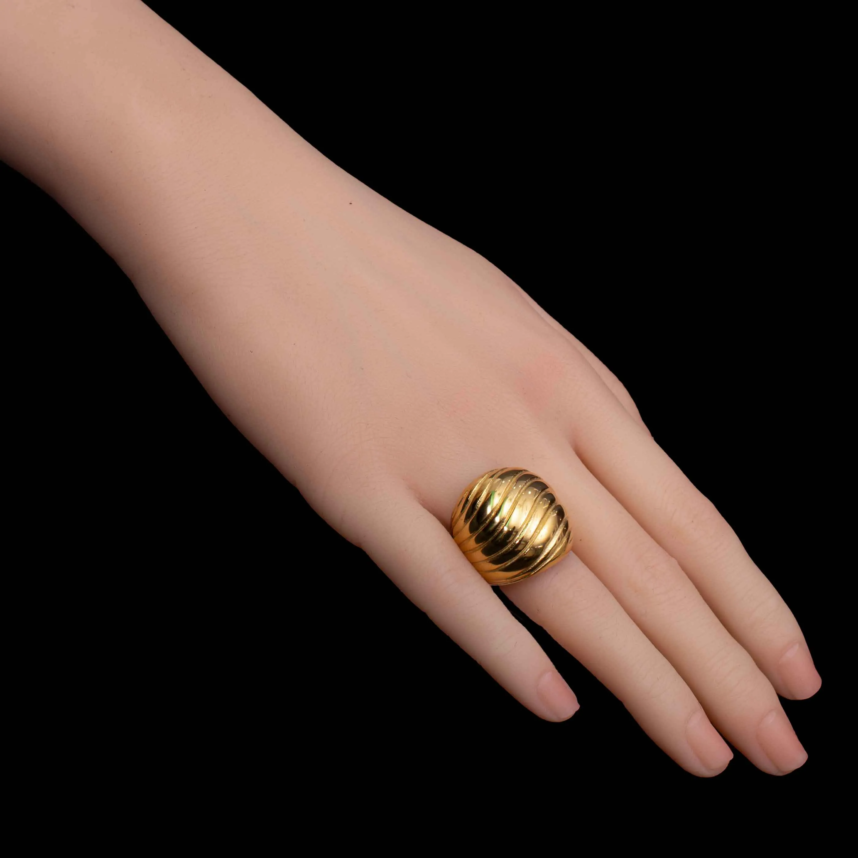 Stainless Steel Twisted Dome Ring