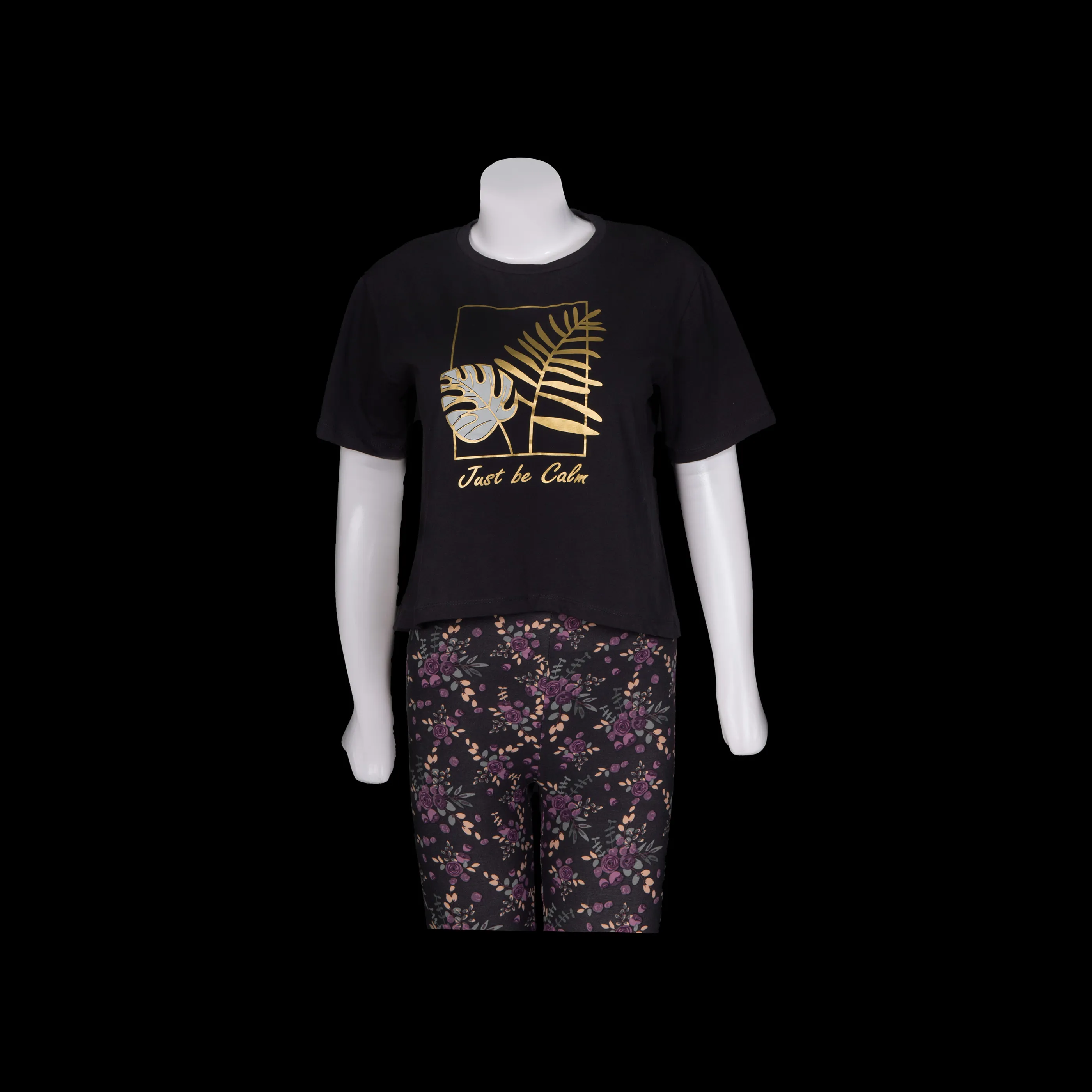 Leaf Print Crop Tops