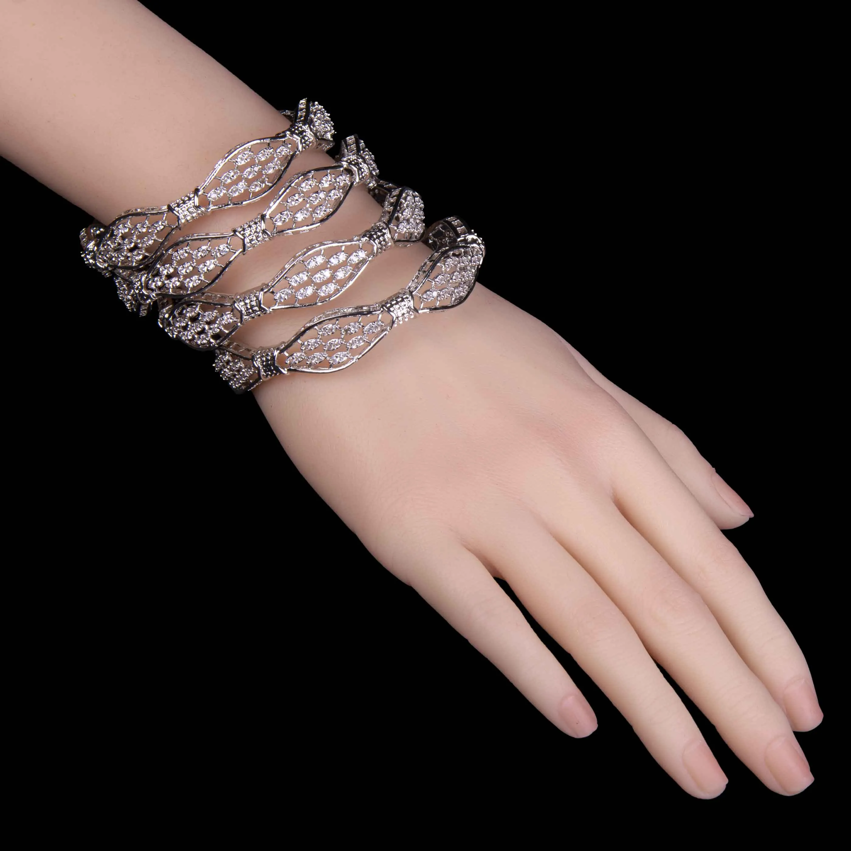 Silver 4 Piece Bangles Set