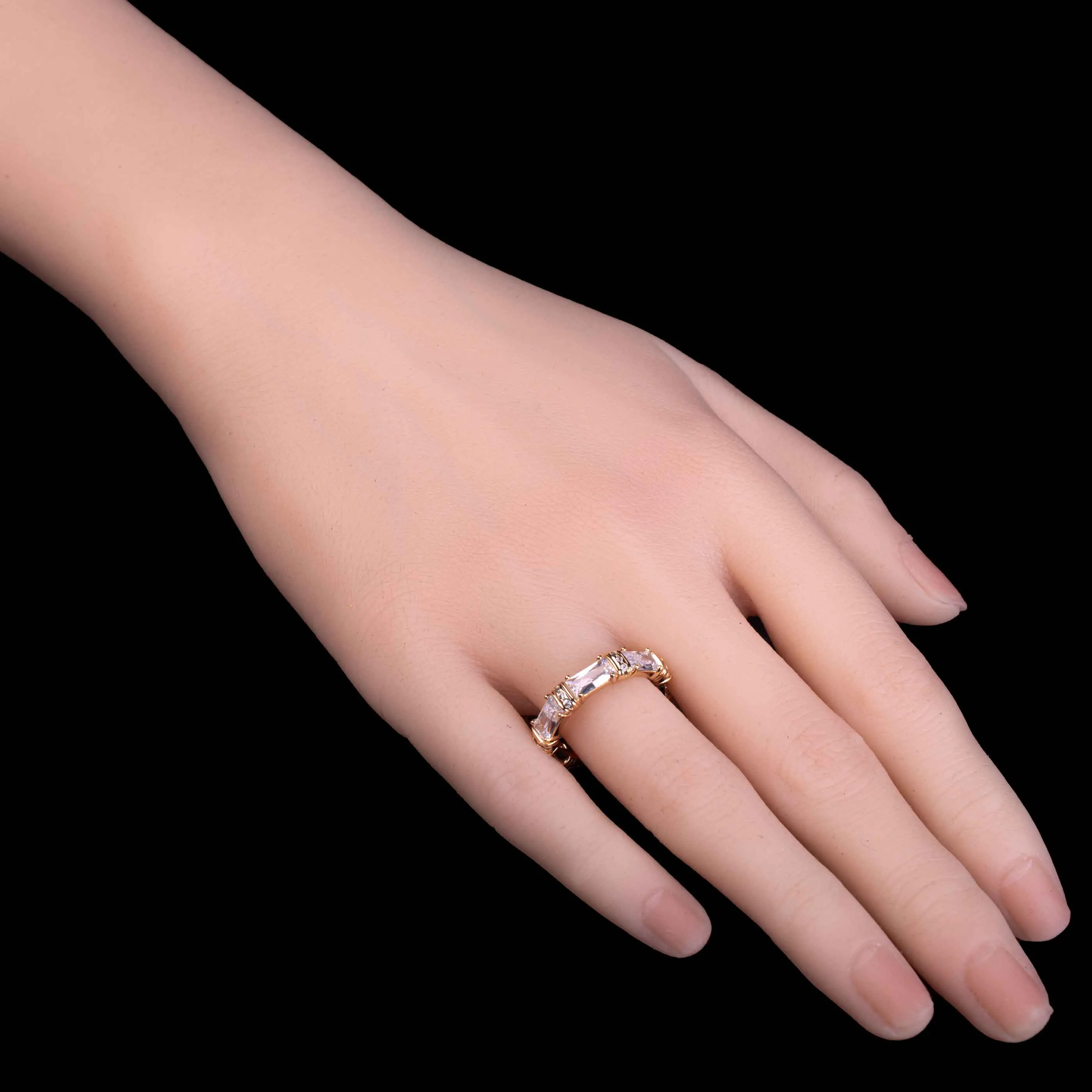 Zircon Baguette Eternity Gold Band