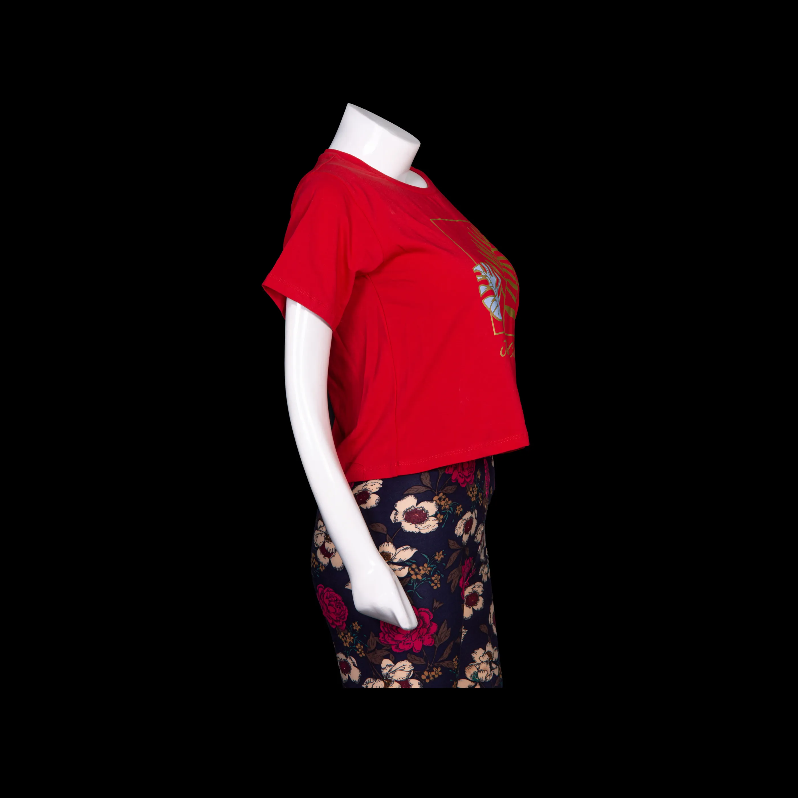 Leaf Print Crop Tops