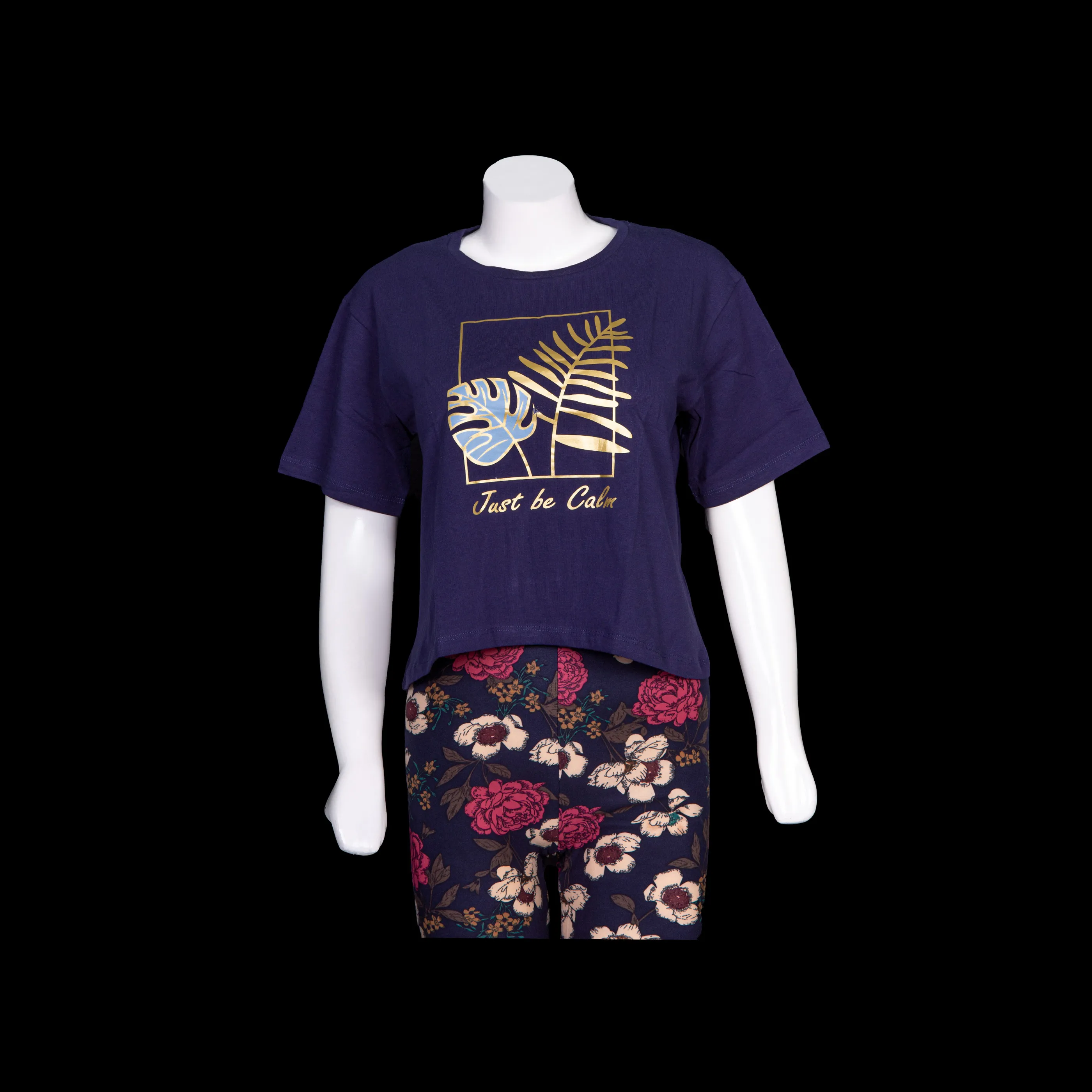 Leaf Print Crop Tops