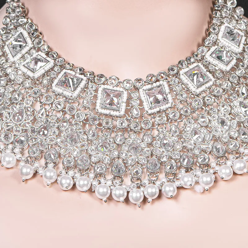 Silver Geometric Mirror Choker Set