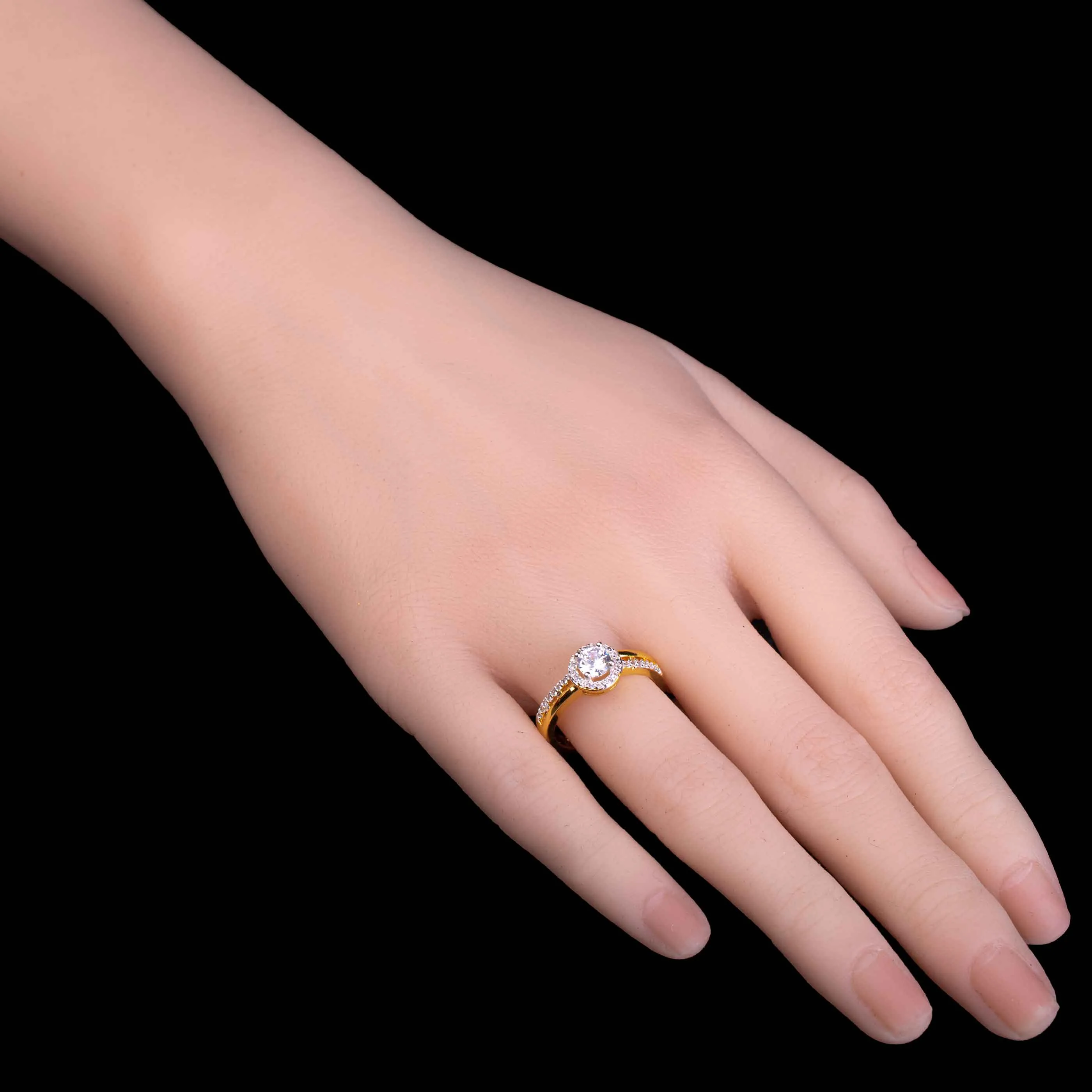 Golden Halo Solitaire Ring