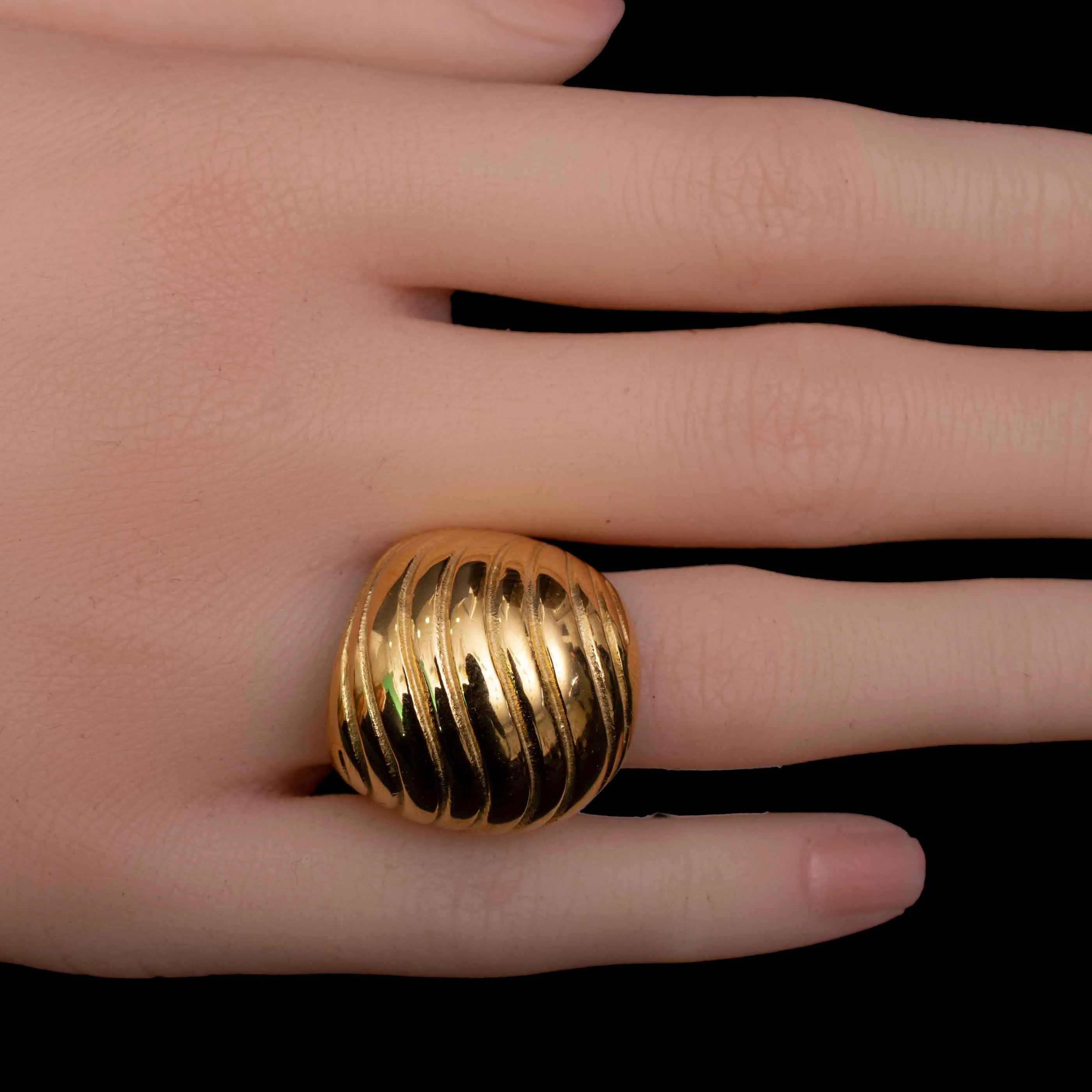 Stainless Steel Twisted Dome Ring
